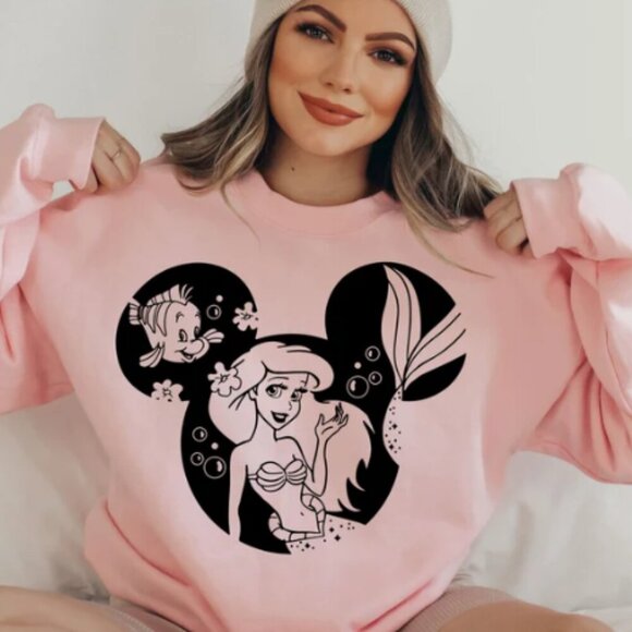 Disney Ariel NEW pink crewneck sweatshirt - Picture 1 of 1